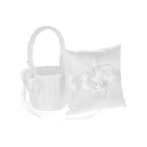 Satin flower girl basket and ring bearer pillow